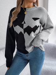 Halloween Contrast-color Pullover Sweater For Womens Doxrek