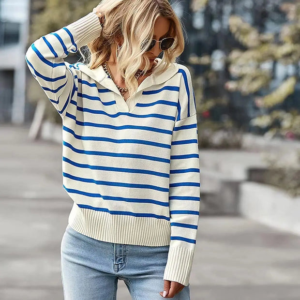 Striped v-neck sweater Doxrek