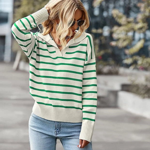 Striped v-neck sweater Doxrek