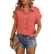 Summer Loose Short Sleeve Pocket Womens Clothing Doxrek